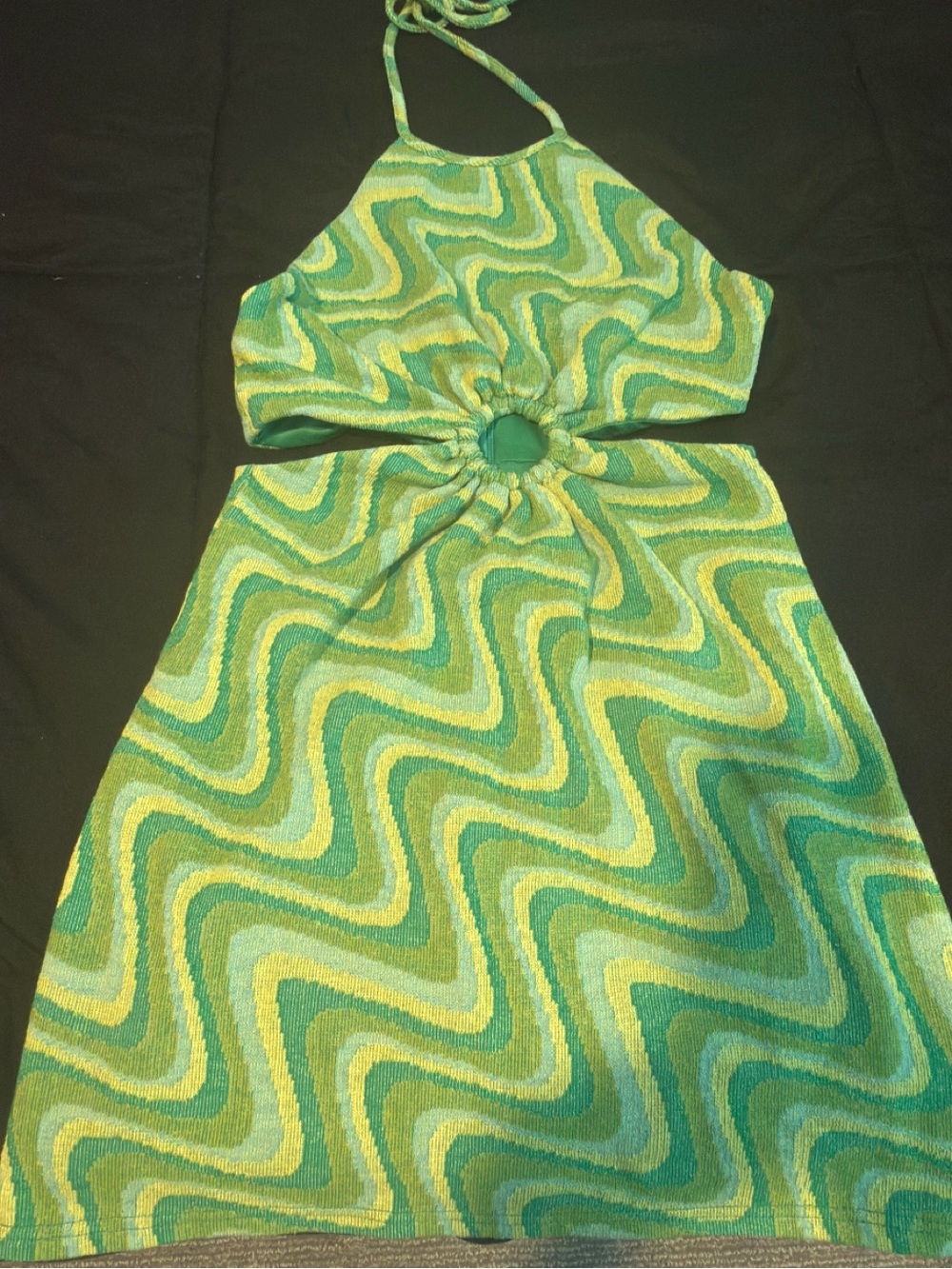 ZARA Green Wave Halter Dress